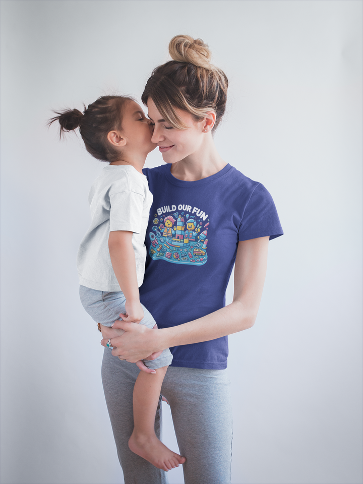 Unisex Navy Blue Cotton Graphic Tees for Kids - Build Our Fun