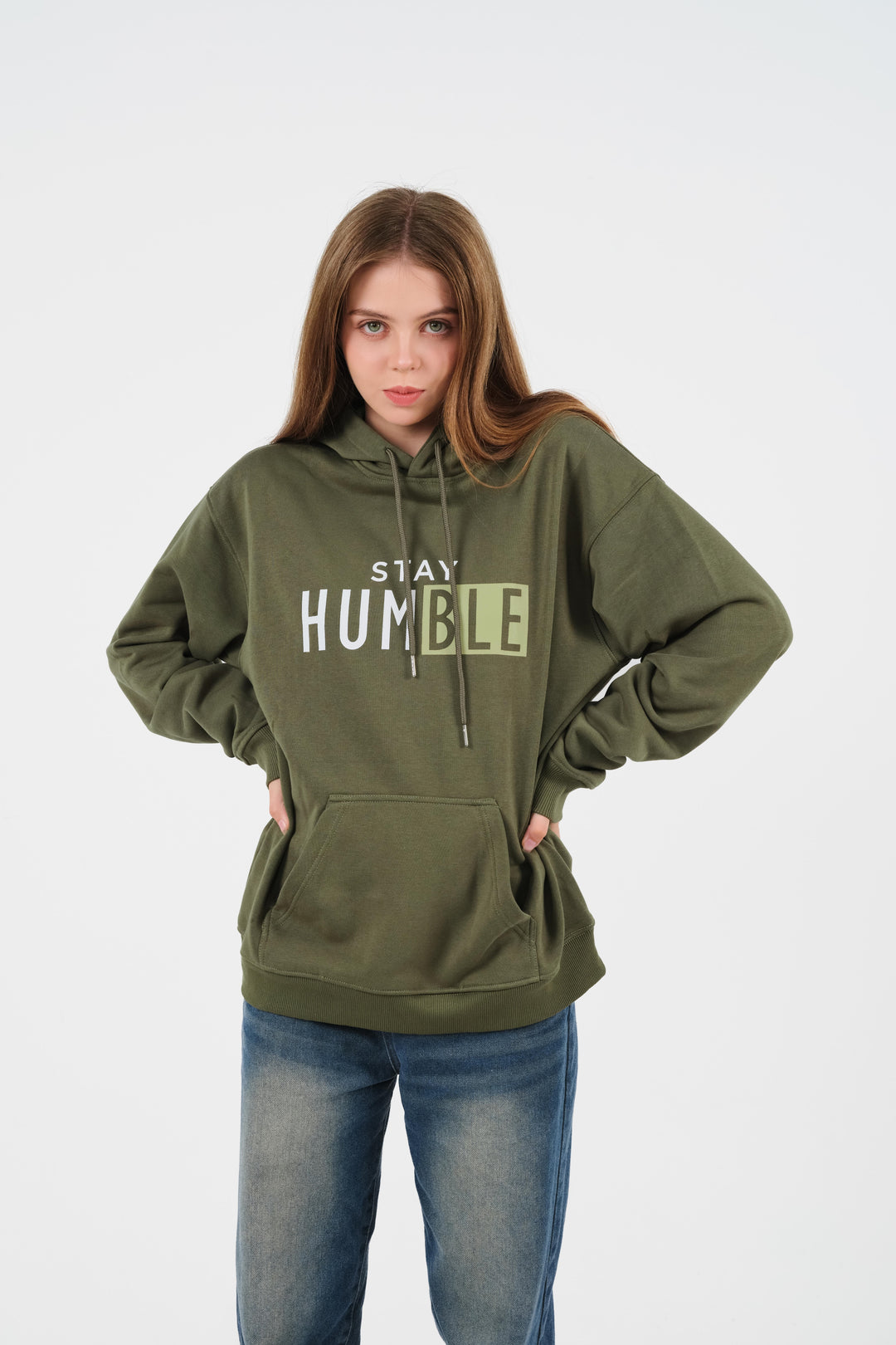 UNISEX MOSS-GREEN "STAY HUMBLE" HOODIE