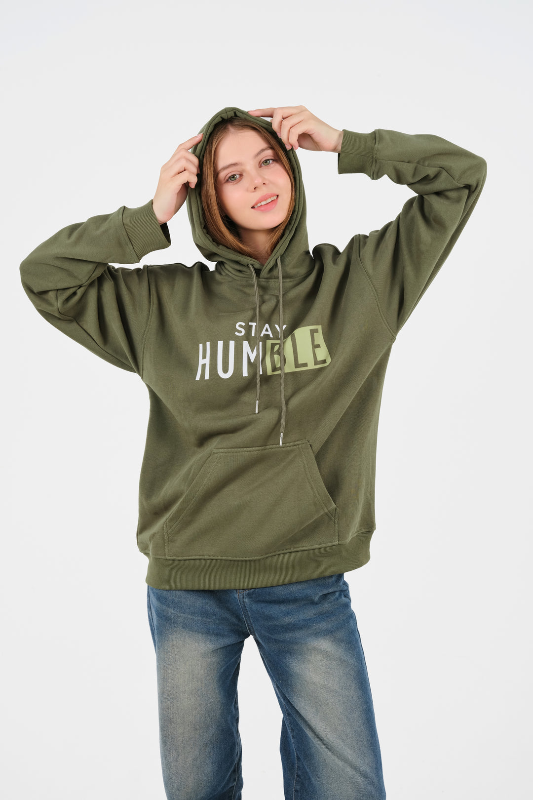 UNISEX MOSS-GREEN "STAY HUMBLE" HOODIE