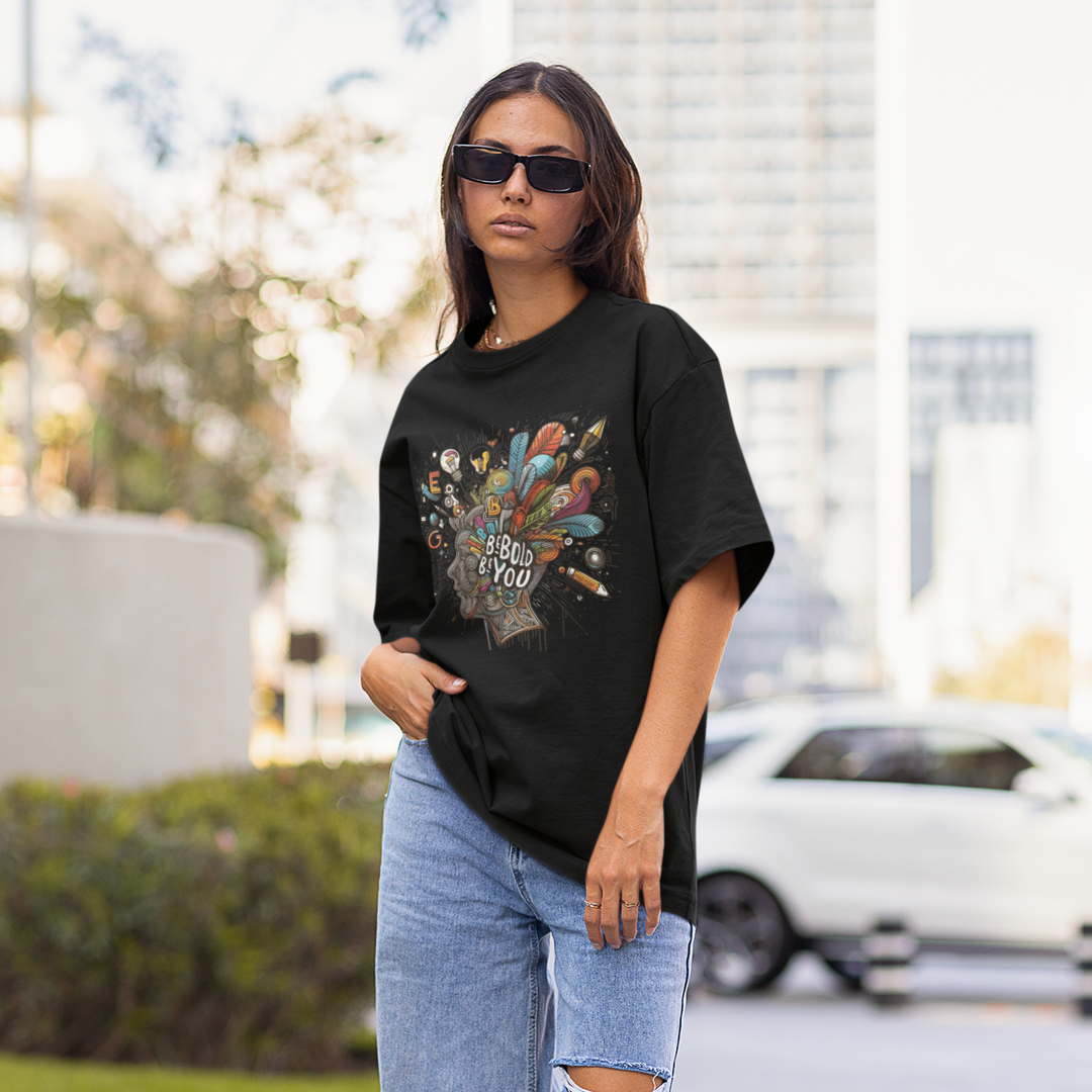 Unisex Cotton Black T-Shirt - BE BOLD BE YOU